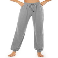 Женски џемпери со високи половини со џемпери удобни јога -дневни панталони лабави трчање панталони со џебови со џебови