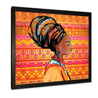 DesignArt 'Портрет на жена од Афроамериканка со модерно уметничко печатење на Турбан I'