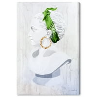 Wynwood Studio Fashion and Glam Wall Art Canvas Prints 'Celery Jones - Венера од блок' портрети - бело, зелено