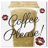Винвуд студио типографија и цитати wallидни уметности платно печати „кафе те молам бакнеж“ цитати и изреки - злато, црвено