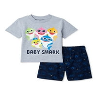 Бебе ајкула бебе момче и маица за момчиња за деца и печатење шорцеви сет, 2-парчиња, 12м-4Т