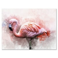 Апстракт портрет на розово фламинго против сликарско платно уметничко печатење