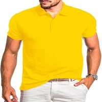 Копче за летни врвови на Абтел, поло, удобни маички маички мажи случајна маица на плажа жолта 2xl