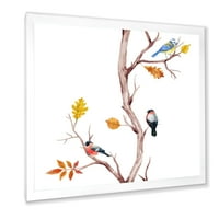 Дизајн на „Малите птици кои седат на гранките на дрвото IV“ Традиционално врамен уметнички принт