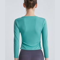 Женска Вежба Јога Блуза Со Кратки ракави, Кревање На Стомакот И Подигнување На Колкот Едноделен Јога Фустан Со Врвки Нане Зелена