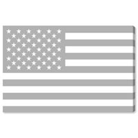 Студио Wynwood Americana и патриотски wallидни уметности платно го отпечати „Американско знаме од Тијаго Магро“ американски знамиња - сива, бела боја