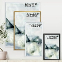 Дизајн на „Темно сина планинска пејзаж зимски минималистички“ модерна врамена платна wallидна уметност печатење