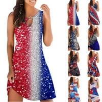 Чикал Лето 4 јули Ден На Независноста Патриотско Американско Знаме Маица Фустани Без Ракави За Жени Секојдневен Фустан За Сонце