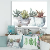 DesignArt 'Succulent and Cactus House Plants IV' Farmhouse врамена платно wallидна уметност печатење