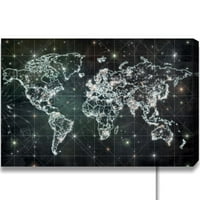 Студиото Винвуд Студио Астрономија и вселенско wallидно платно печати „starвездени мапи“ соstвездија - црна, бела боја