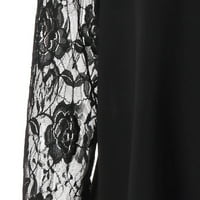 Фустани Модни Жени Секојдневен Плус Големина Чиста Чипка Ракав Висок Низок Црн 5XL