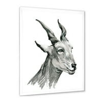 DesignArt 'црно -бел портрет на коза I' фарма куќа врамена уметност