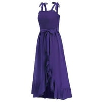 Виолетова Женска Мода Секси Еднобојна Оглавник Без Ракави Неправилен Фустан