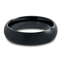 Шармантна накит во волфрам Свадба бенд прстен за мажи Comfort Comfort Fit црна купола четкана животна гаранција големина 14