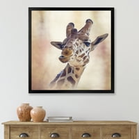DesignArt 'Затвори портрет на жирафа VI' фарма куќа врамена уметност