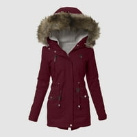 феибоји жени дневно плус големина зимски капут јака со ревер јакна со долги ракави гроздобер јакна со згуснат капут топла качулка