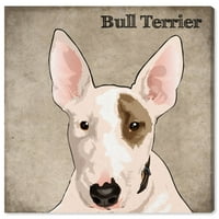 Wynwood Studio Animals Wall Art Canvas Prints 'Bull Terrier' кучиња и кутриња - кафеава, бела