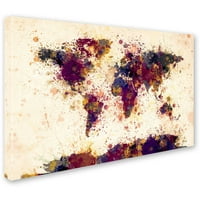 Трговска марка ликовна уметност Светска мапа на мапи се распрскува 2 платно уметност од Мајкл Томпсет