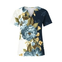 Аурурални жени врвови летни Жени Модни Секојдневни Кошули За Печатење Кратки Ракави Лабави Маици Блуза Со Туника
