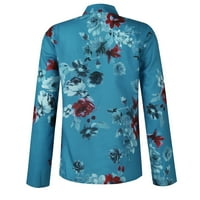 Фетерна Женска Мода Елегантен Цветен Цвет Печатење Пуловер Копче Обичен Долен Врв женски врвови