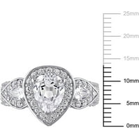 4- Carat T.G.W создаде бел сафир Стерлинг Сребрен Хало ангажман прстен