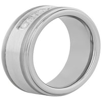 Mens CTW лабораториски дијамантски волфрам и не'рѓосувачки челик свадбена лента - машка прстен