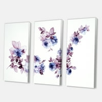 Виолетова диви цвеќиња на бело сликање на платно уметничко печатење