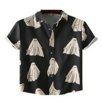 Авамо мажи редовно се вклопуваат во маица со јака летни духови печати обични врвови маица тиква печатена маица на плажа
