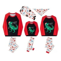 Хиригин Божиќно семејство што одговара на пижами поставени Божиќни диносаурус печати PJS костум со долга ракав маица лабава