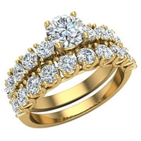 Трелис тркалезен дијамантски венчален прстен сет 2. злато CTW 14K