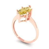 2. КТ брилијантен маркиза исечен симулиран дијамант 18K розово злато солитер прстен SZ 4