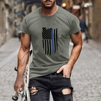 Мажи печатени врвови летни обични американско знаме за вежби за боди-билдинг маици јули четврти темно сива XXL