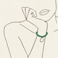 Сина мудрец женски полу-скапоцено нараквица со авентурин камен со брада, зелена